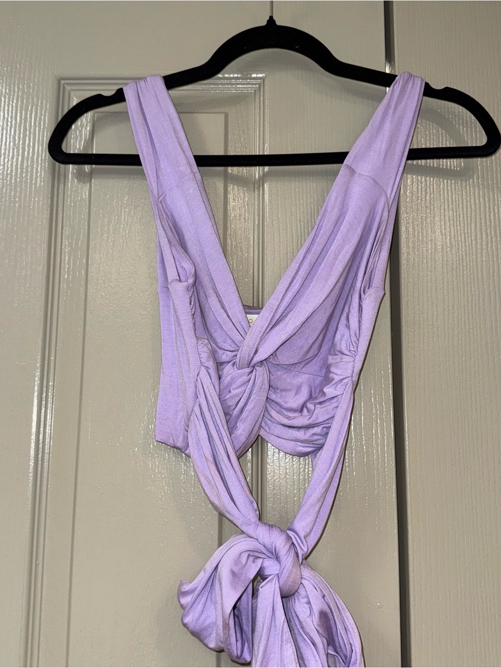 O. Vianca Lavender Twist-Front Crop Top - Women